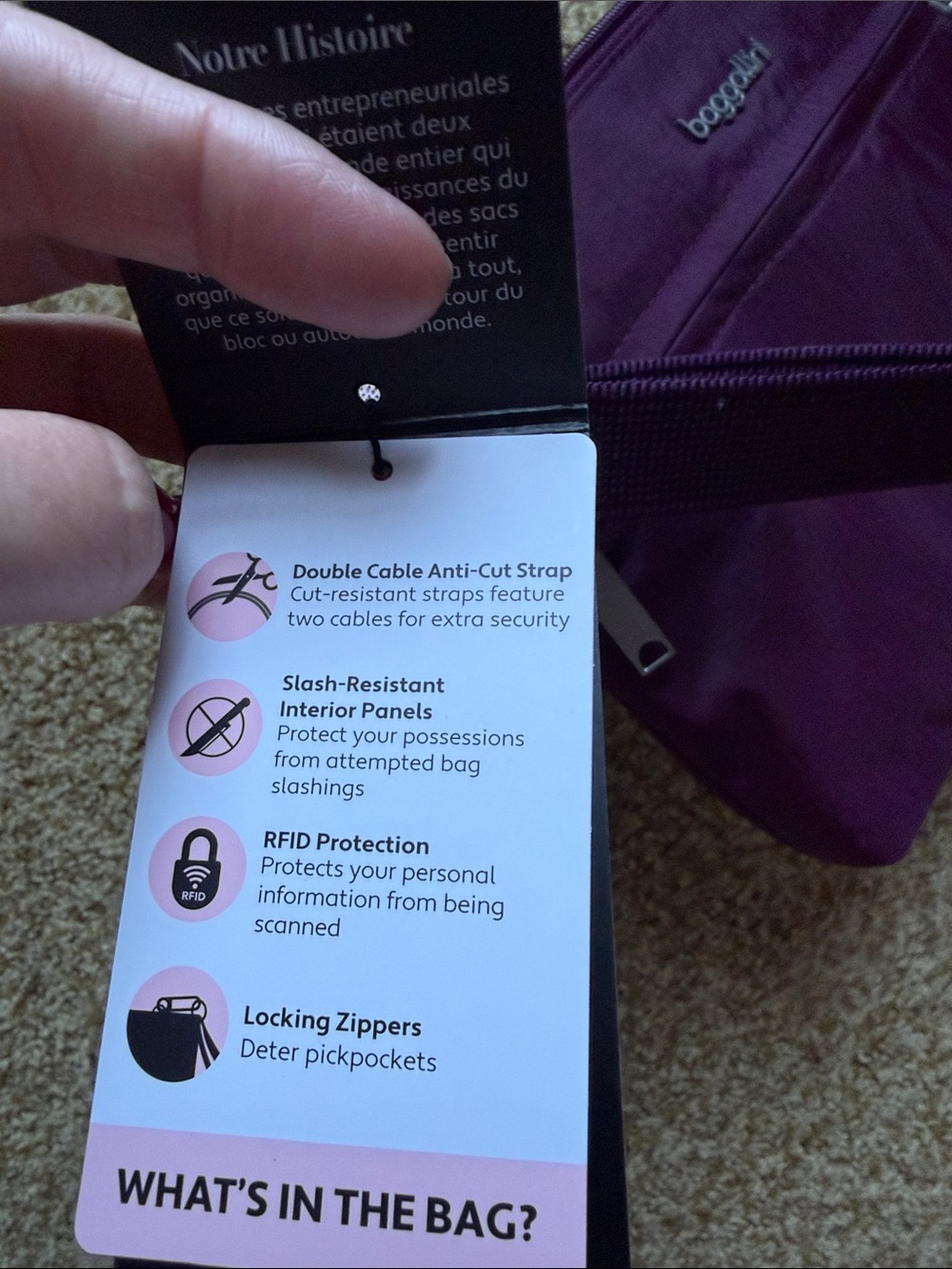 Baggallini Purple Crossbody Bag with Adjustable Strap - Picture 5 of 8